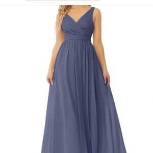 Azazie Kora Stormy A-Line Pleated Chiffon Dress